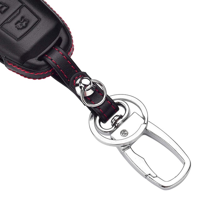 ROYALFOX(TM 2/3 Buttons Leather flip Remote Key Fob case Cover for 2015 2016 2017 2018 2019 Ford F150 F250,Focus 3 Escort Kuga Everest Fiesta Mustang Edge MKV S-MAX Fusion 2016 Ranger (Leather Black) - Image 4